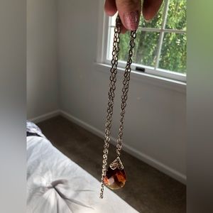 long necklace for the neck! Silver cord with caramel-colored stone!